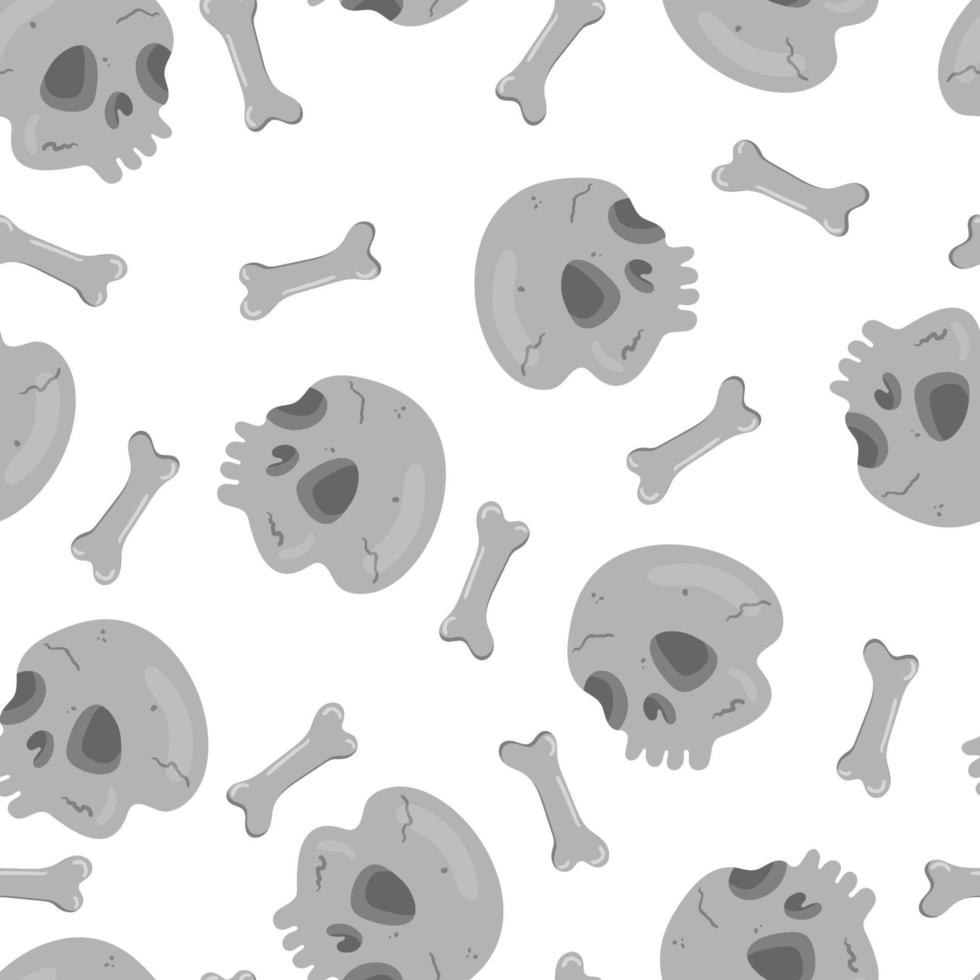 gruselige und niedliche Schädelknochen Vektor nahtloses Muster. Halloween-Vektor-Textur