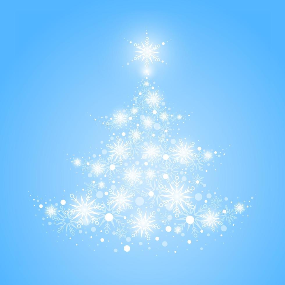 vit jul träd från på ljus blå bakgrund. vektor