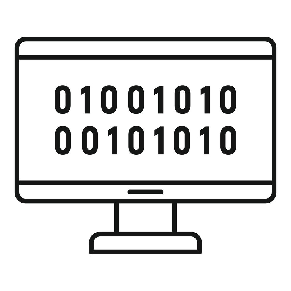 AI-Monitor-Code-Symbol, Umrissstil vektor