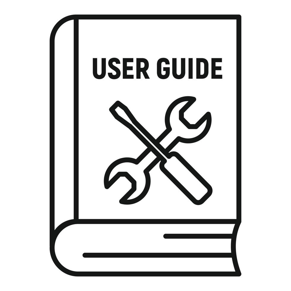 användare guide bok ikon, översikt stil vektor