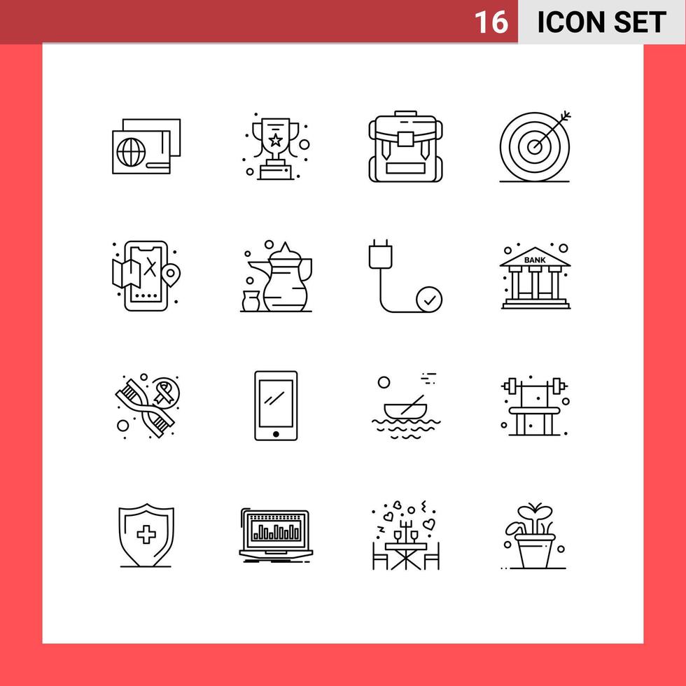 stock vektor ikon packa av 16 linje tecken och symboler för stad mål camping marknadsföring kreativ redigerbar vektor design element