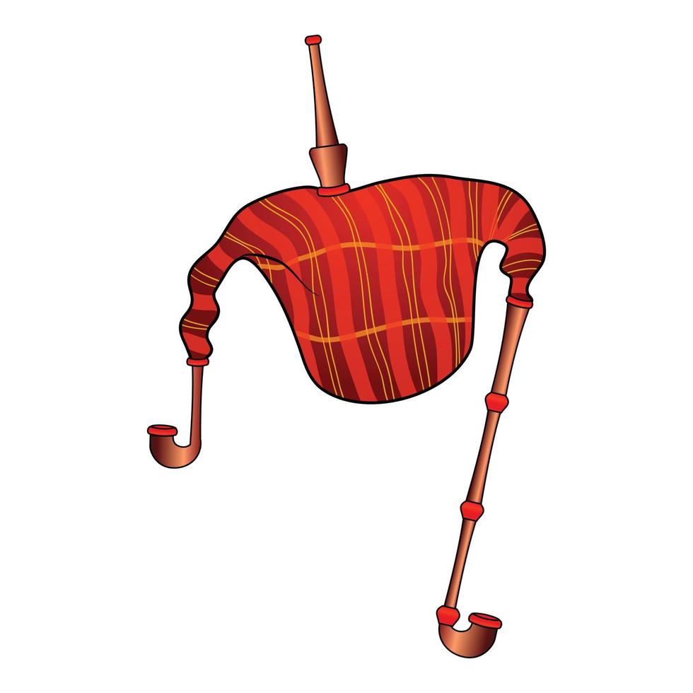 röd säckpipor ikon, tecknad serie stil vektor