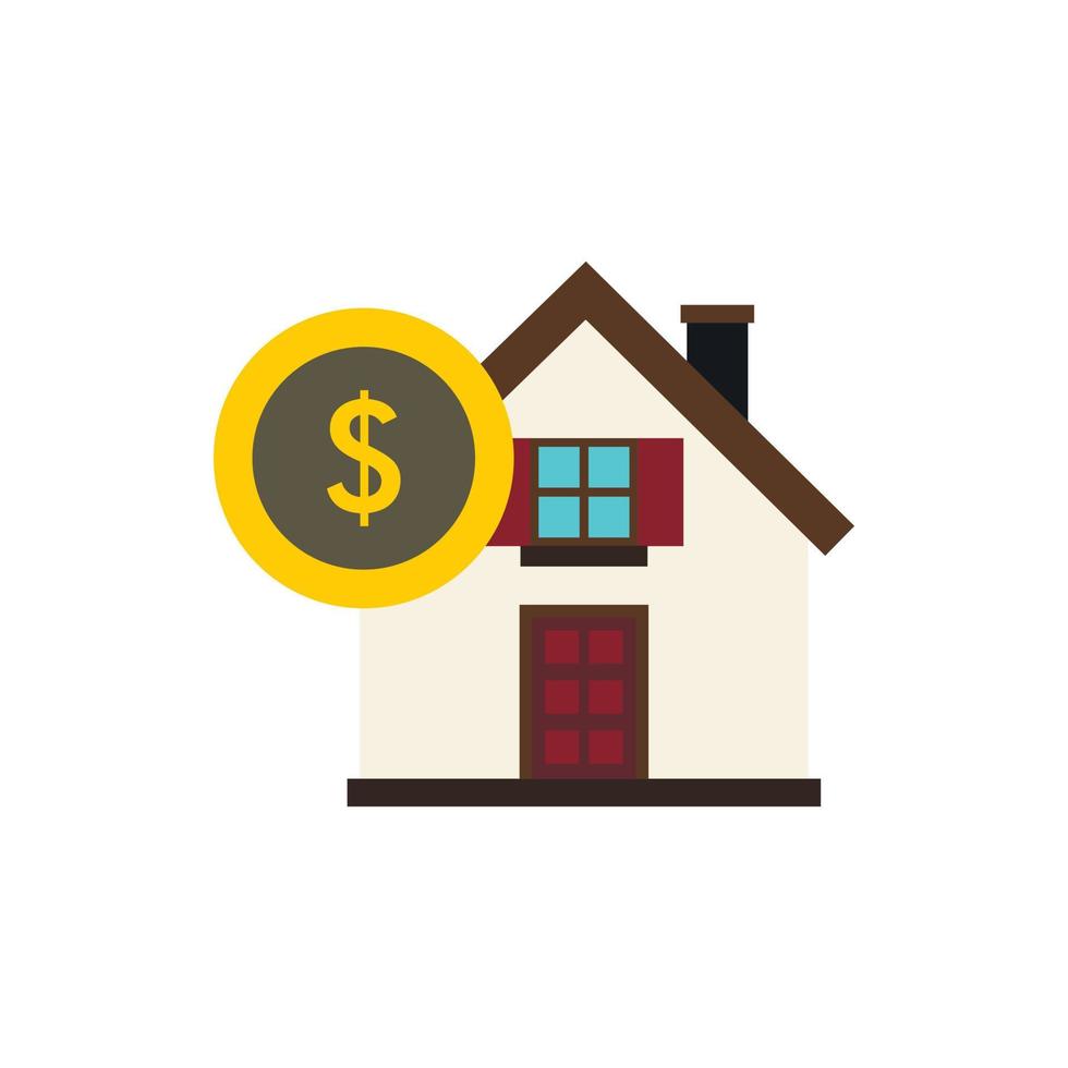 hus och dollar tecken ikon, platt stil vektor