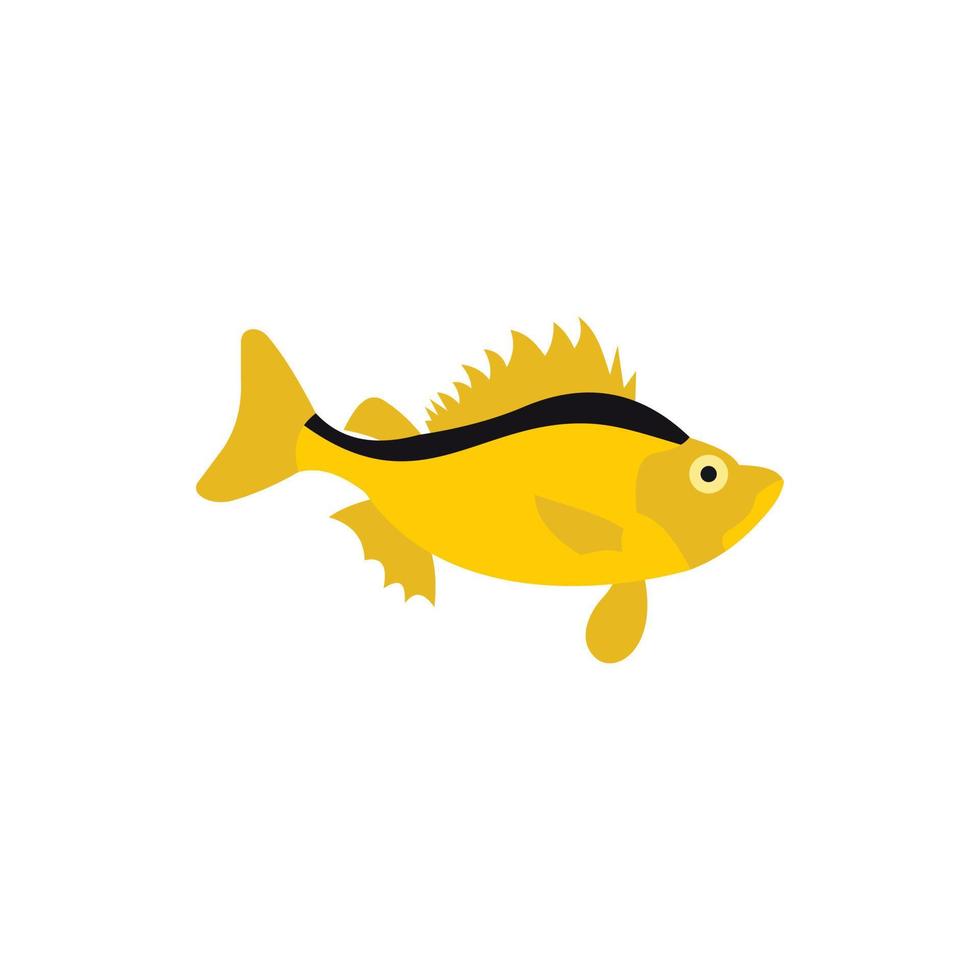 gul fisk med svart rand på de tillbaka ikon vektor