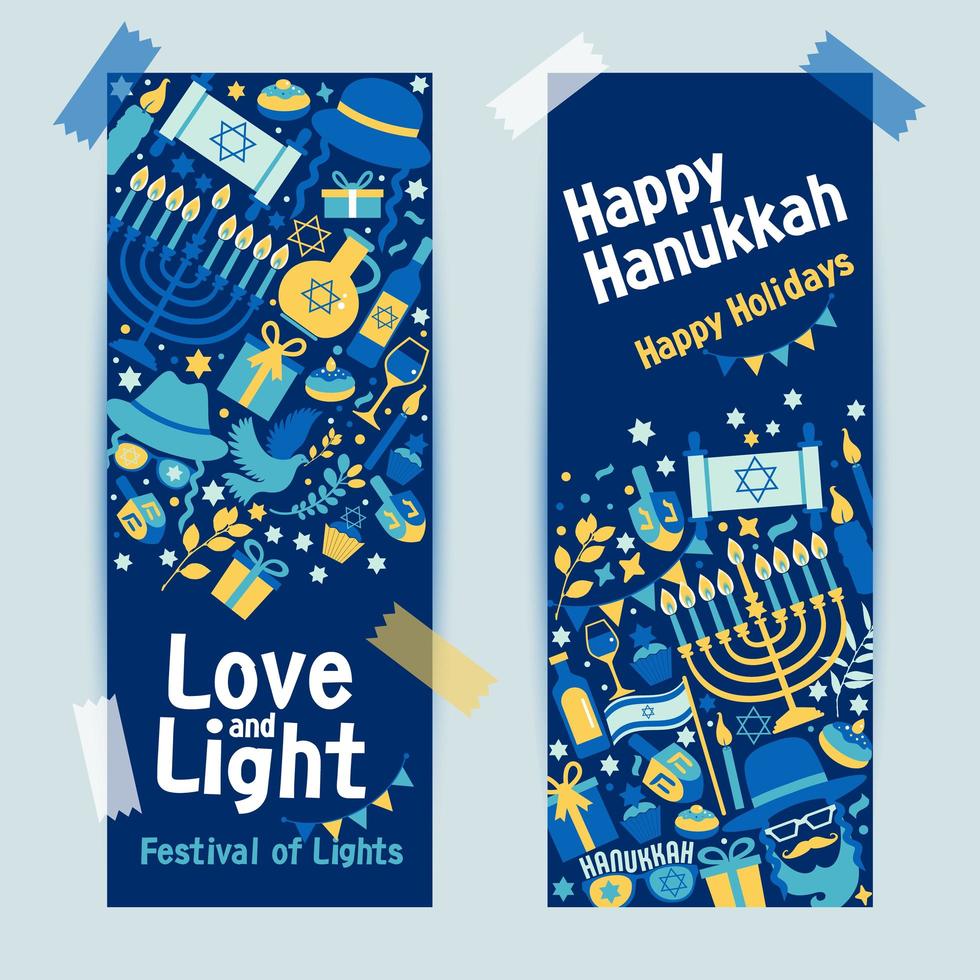 judisk semester hanukkah banner vektor