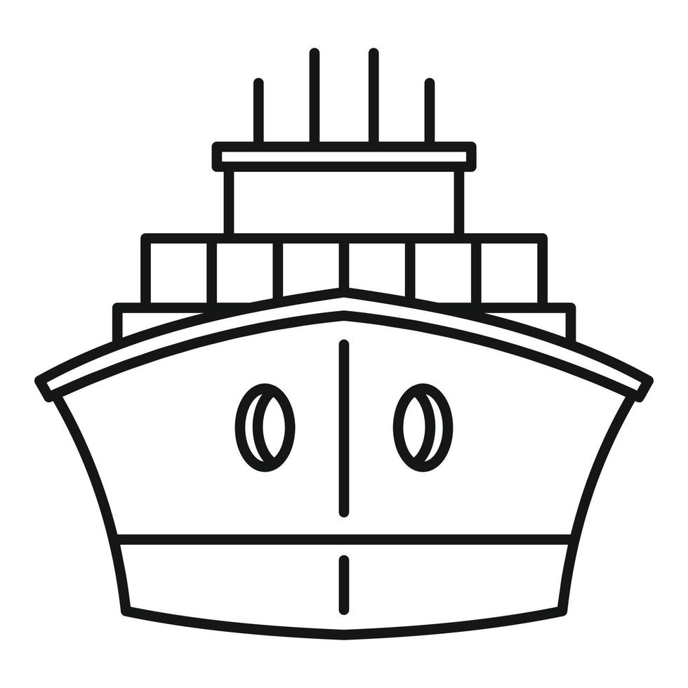 vorderes Containerschiff-Symbol, Umrissstil vektor