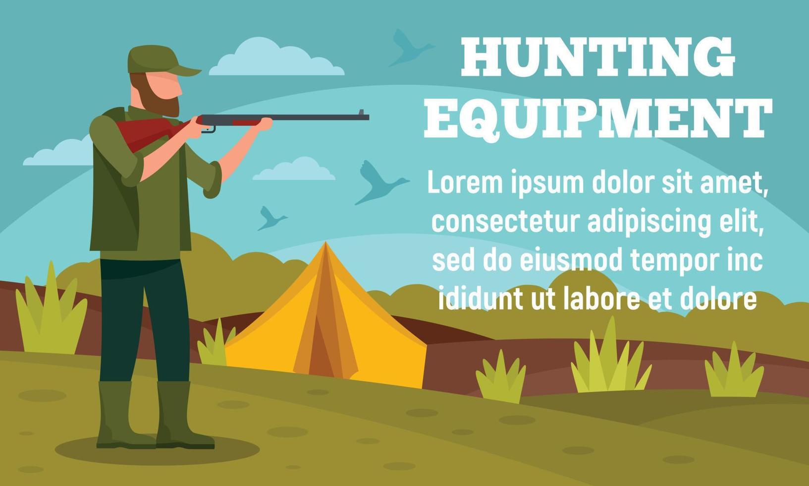 Camp Hunter Ausrüstungskonzept Banner, flacher Stil vektor