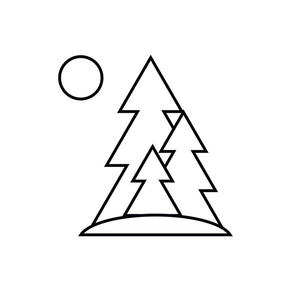 träd och Sol ikon, översikt stil vektor