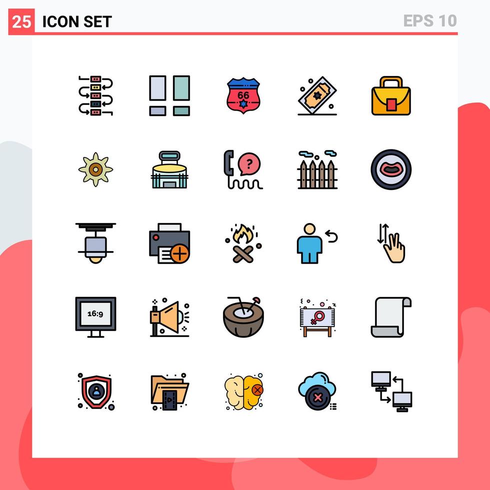 uppsättning av 25 modern ui ikoner symboler tecken för arbetstagare biljetter skydda teater biljetter film lotta ut redigerbar vektor design element