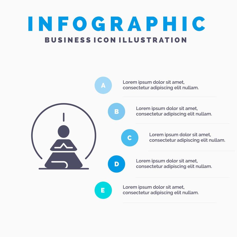 mentale Konzentration Konzentrationsmeditation mentaler Geist festes Symbol Infografiken 5 Schritte Präsentationshintergrund vektor