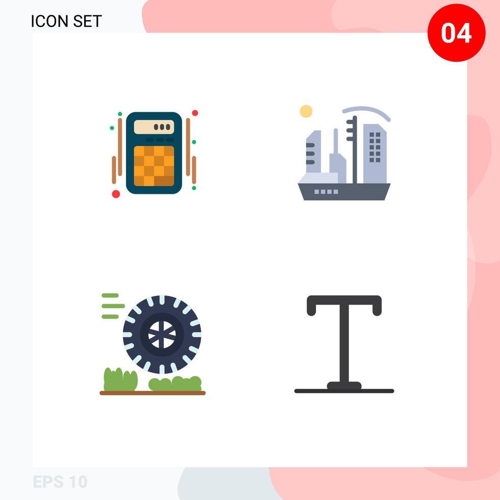 grupp av 4 modern platt ikoner uppsättning för kalkylator friktion konton koloni hjul redigerbar vektor design element