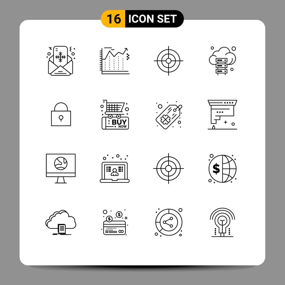 redigerbar vektor linje packa av 16 enkel konturer av låst Twitter syfte teknologi server redigerbar vektor design element