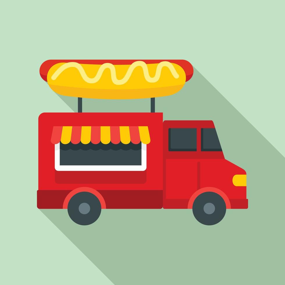 Hot-Dog-LKW-Symbol, flacher Stil vektor