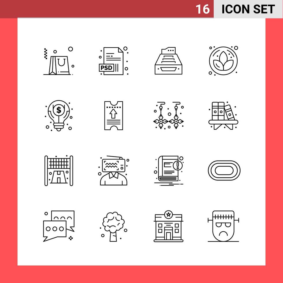 16 ikon packa linje stil översikt symboler på vit bakgrund enkel tecken för allmän design kreativ svart ikon vektor bakgrund