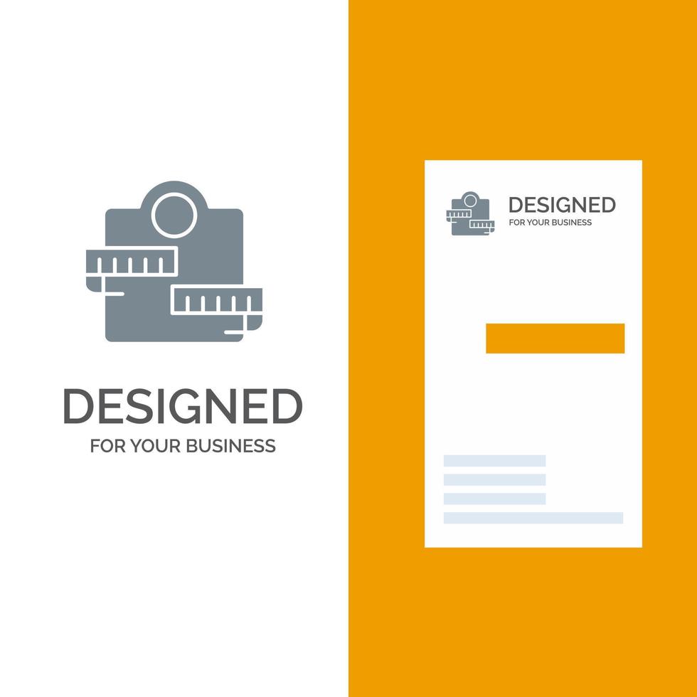 Logo-Design und Visitenkartenvorlage für Gewichtsmaschinen im Gesundheitswesen in Grau vektor