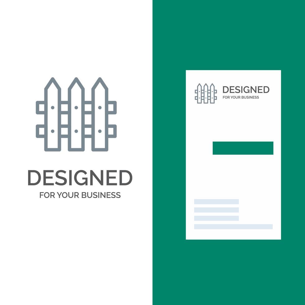 Bauzaun Garten graues Logo-Design und Visitenkartenvorlage vektor
