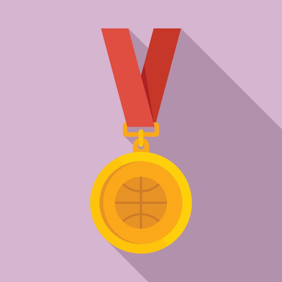 basketboll guld medalj ikon, platt stil vektor