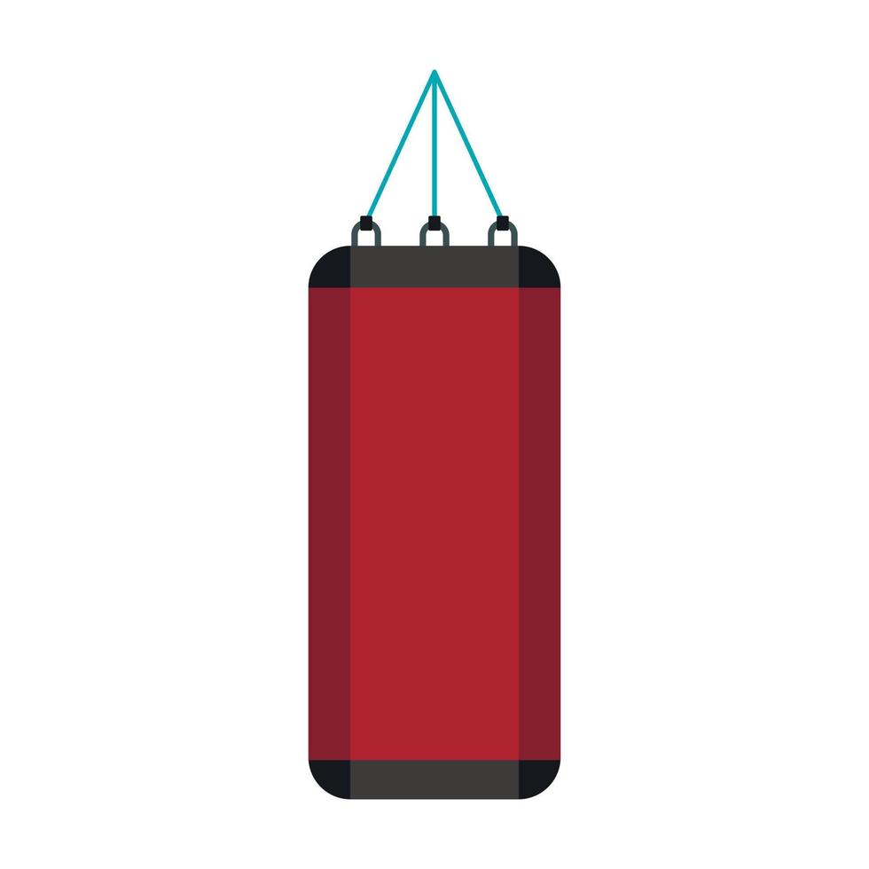röd stansning väska för boxning ikon, platt stil vektor