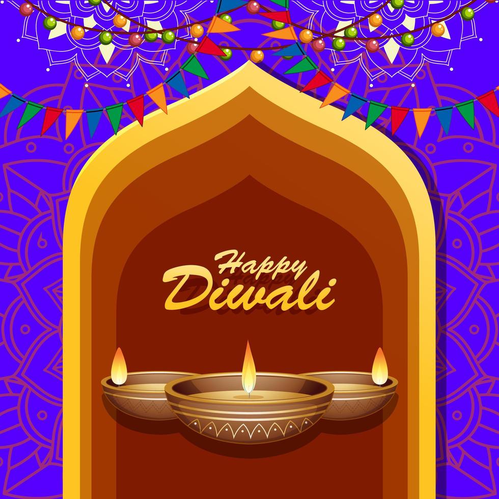 Hintergrund mit Mandala Pantern für glückliches Diwali Festival vektor