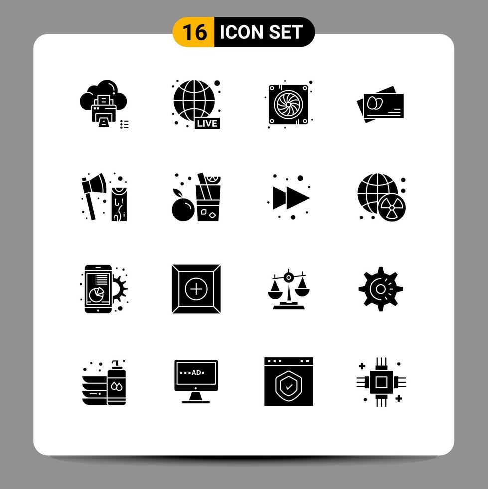 Stock Vector Icon Pack mit 16 Linienzeichen und Symbolen für den Bau Ostern weltweit Ei Hardware editierbare Vektordesign-Elemente