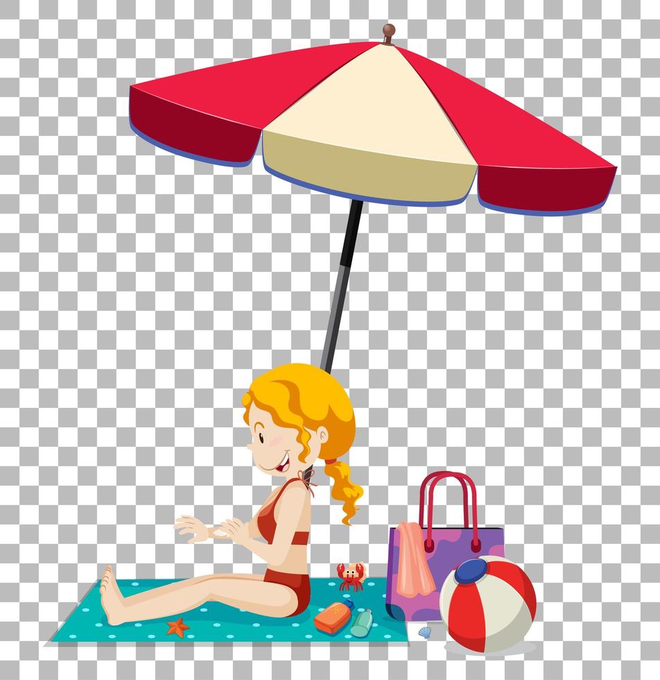 Mädchen Sonnenbaden auf Strandmatratze vektor