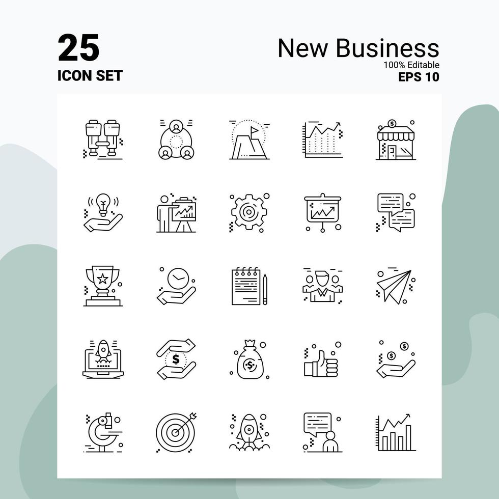 25 neue Business-Icon-Set 100 bearbeitbare Eps 10 Dateien Business-Logo-Konzept-Ideen-Line-Icon-Design vektor