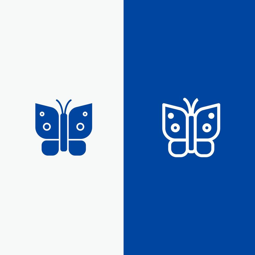 Schmetterlingsfreiheit Insekt Flügel Linie und Glyphe festes Symbol blaues Banner vektor