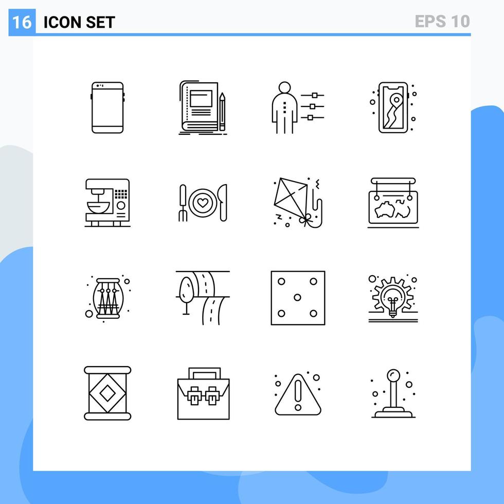 16 kreativ ikoner modern tecken och symboler av Karta mobil anteckningsbok rekrytering jobb redigerbar vektor design element