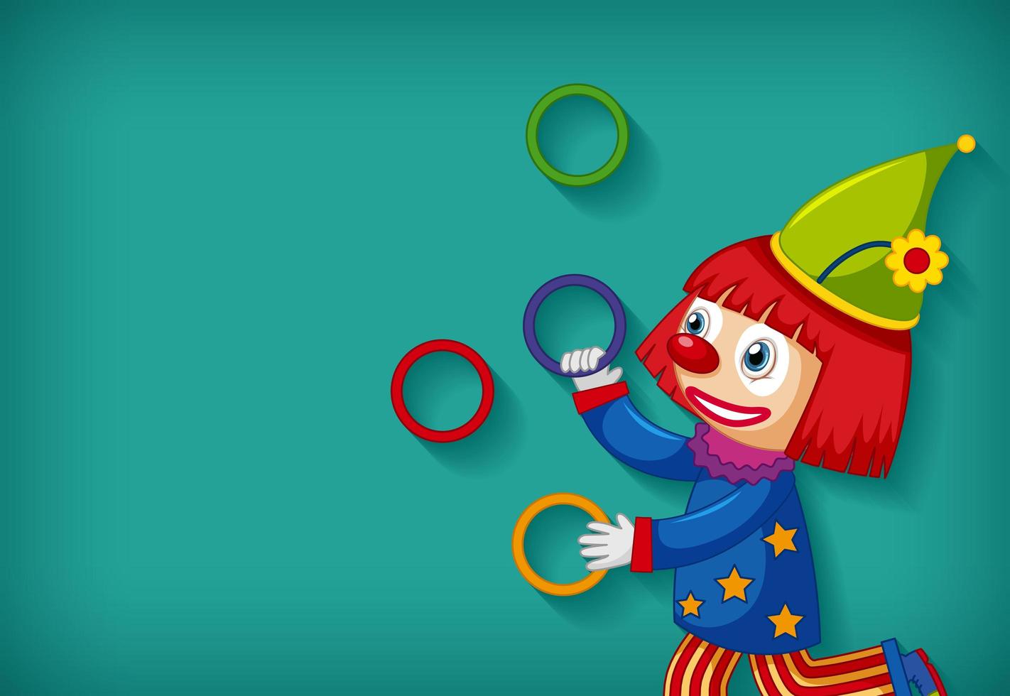 bakgrundsmalldesign med glad clown som jonglerar banden vektor