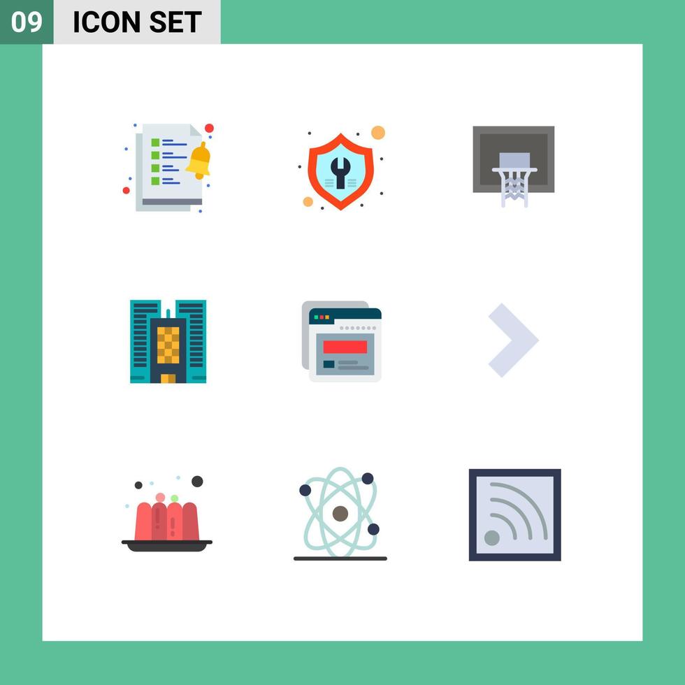 universell ikon symboler grupp av 9 modern platt färger av mall kontor korg företag netto redigerbar vektor design element