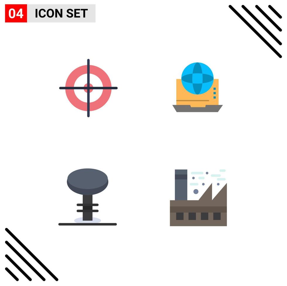 Aktienvektor-Icon-Pack mit 4 Zeilenzeichen und Symbolen für die Internetverbindung der Schießstange, editierbare Vektordesign-Elemente vektor