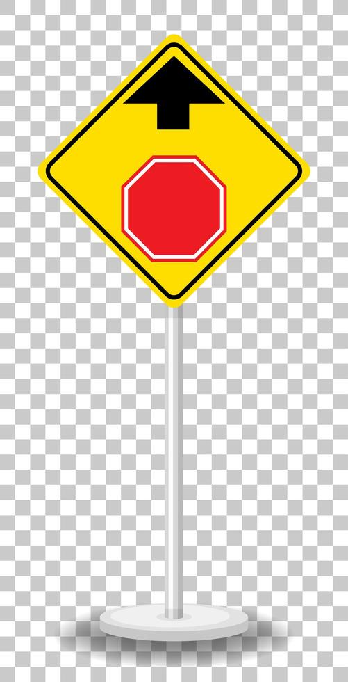 gelbes Verkehrswarnschild auf transparentem Hintergrund vektor