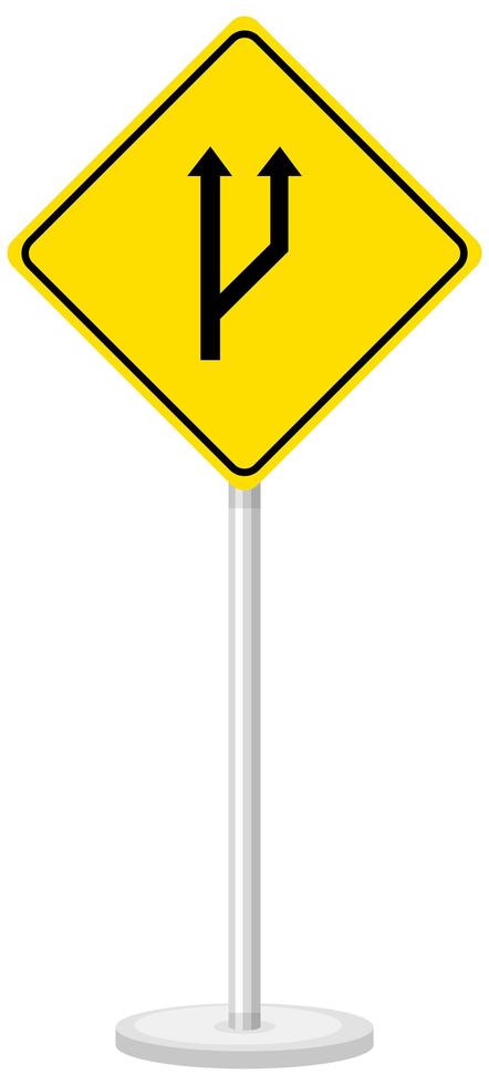 gelbes Verkehrswarnschild auf weißem Hintergrund vektor