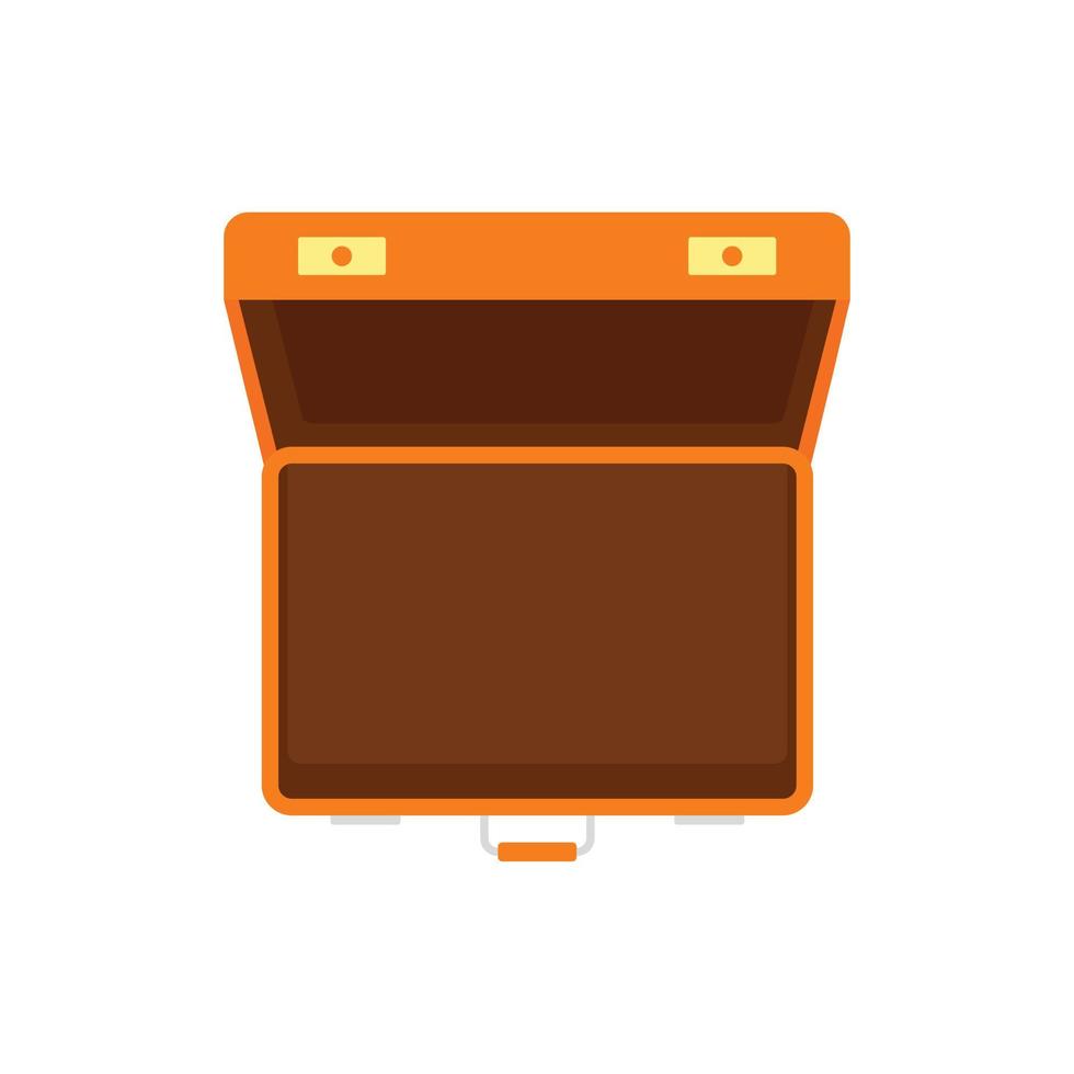 öppen resväska ikon, platt stil vektor