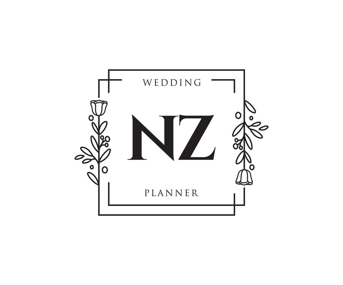 anfängliches nz feminines logo. verwendbar für Natur-, Salon-, Spa-, Kosmetik- und Schönheitslogos. flaches Vektor-Logo-Design-Vorlagenelement. vektor