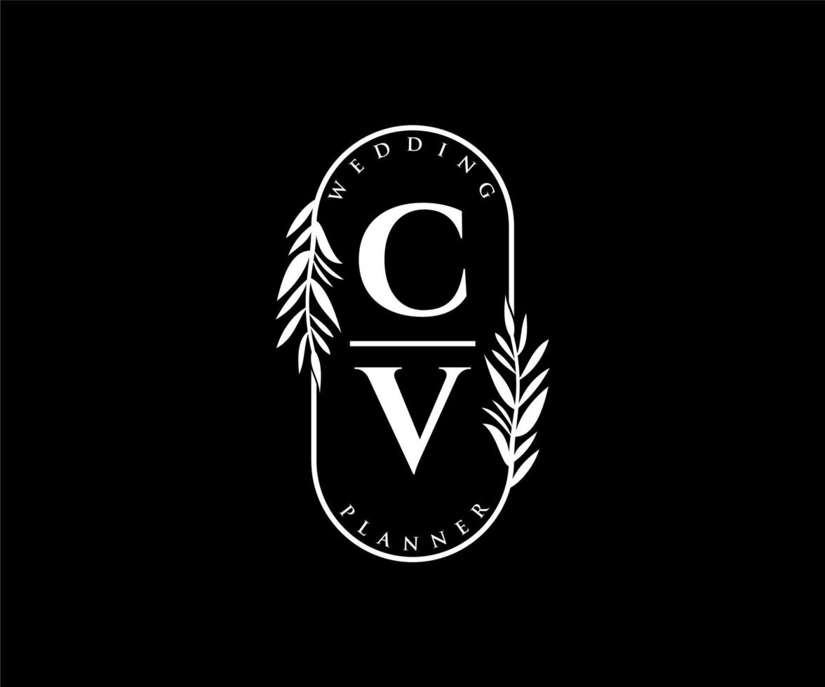 CV initialer brev bröllop monogram logotyper samling, hand dragen modern minimalistisk och blommig mallar för inbjudan kort, spara de datum, elegant identitet för restaurang, boutique, Kafé i vektor