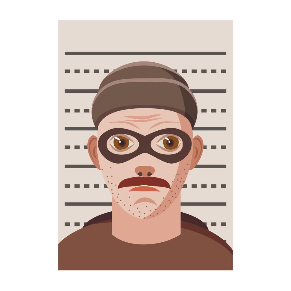 Mann verhaftet Foto im Polizeisymbol, Cartoon-Stil vektor