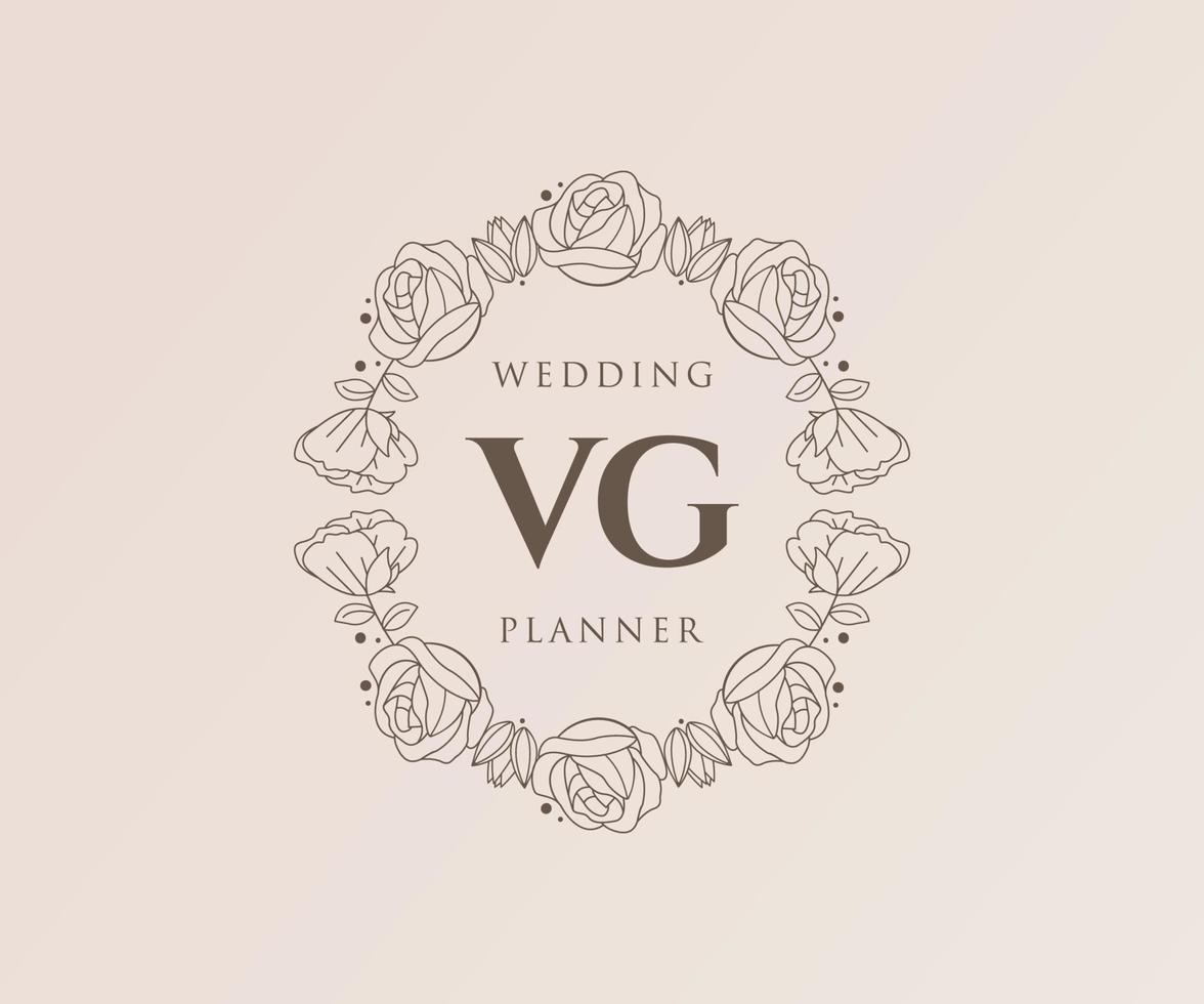 vg initialer brev bröllop monogram logotyper samling, hand dragen modern minimalistisk och blommig mallar för inbjudan kort, spara de datum, elegant identitet för restaurang, boutique, Kafé i vektor