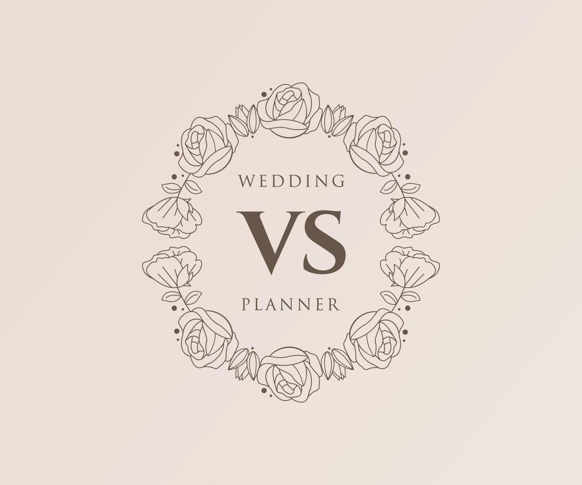 vs initialen brief hochzeit monogramm logos sammlung, handgezeichnete moderne minimalistische und florale vorlagen für einladungskarten, save the date, elegante identität für restaurant, boutique, café im vektor