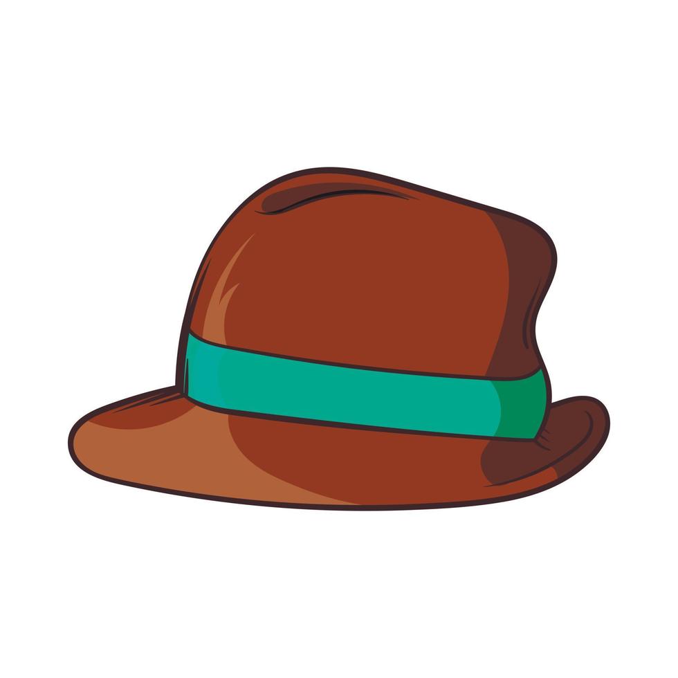 brun retro hatt ikon, tecknad serie stil vektor