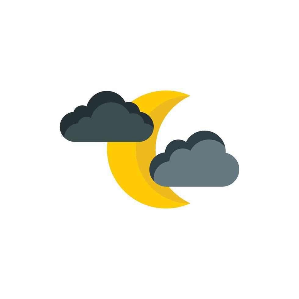 Mond und Wolken-Symbol, flacher Stil vektor