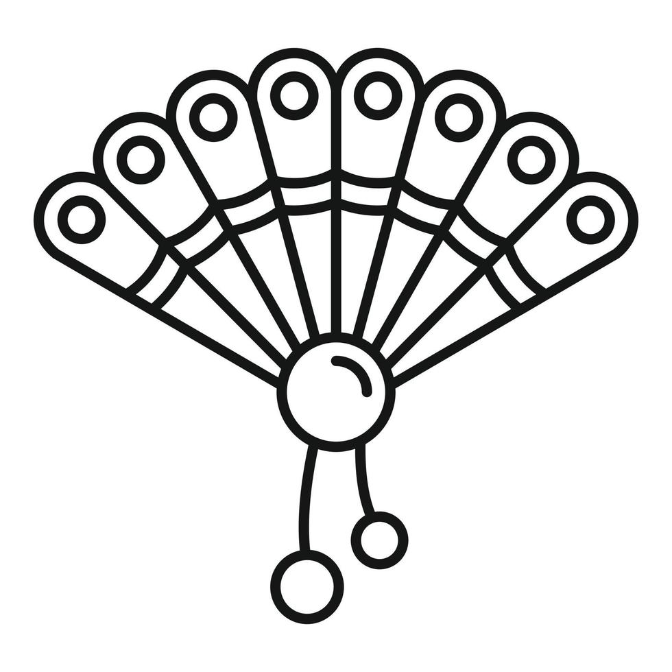 Holz-Hand-Fan-Symbol, Umriss-Stil vektor