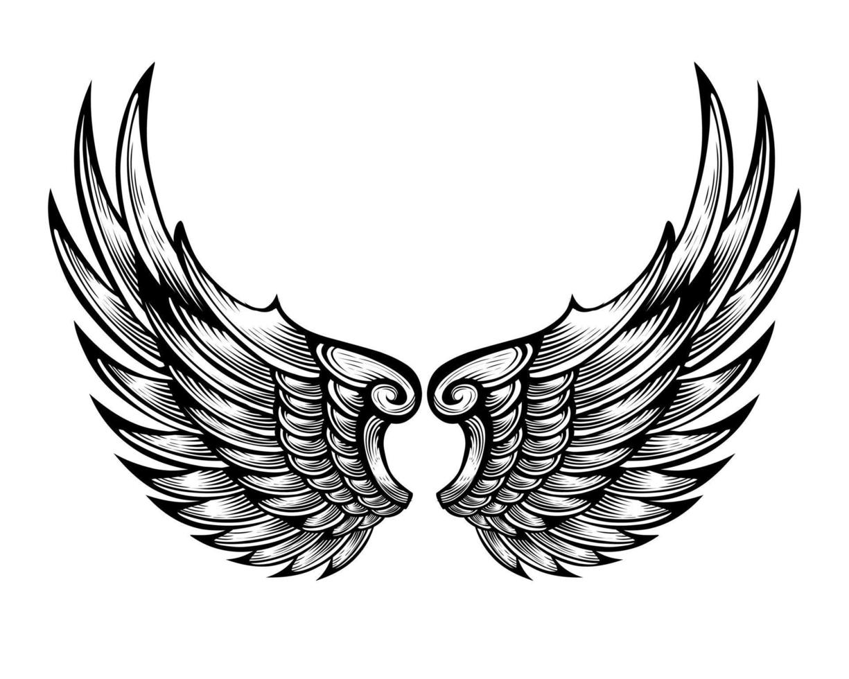 tribal ängelvingar tatuering illustration vektor