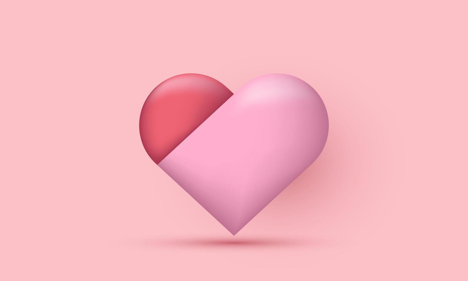 illustration ikon 3d rosa kärlek söt isolerat på vit bakgrund vektor