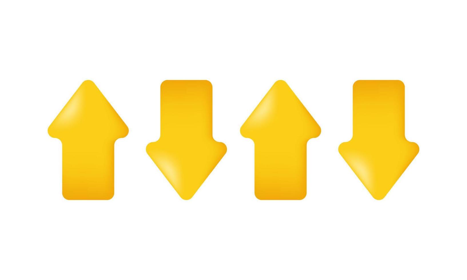 illustration 3d ikon uppsättning pil pekande vänster gul Färg isolerat på vit bakgrund vektor
