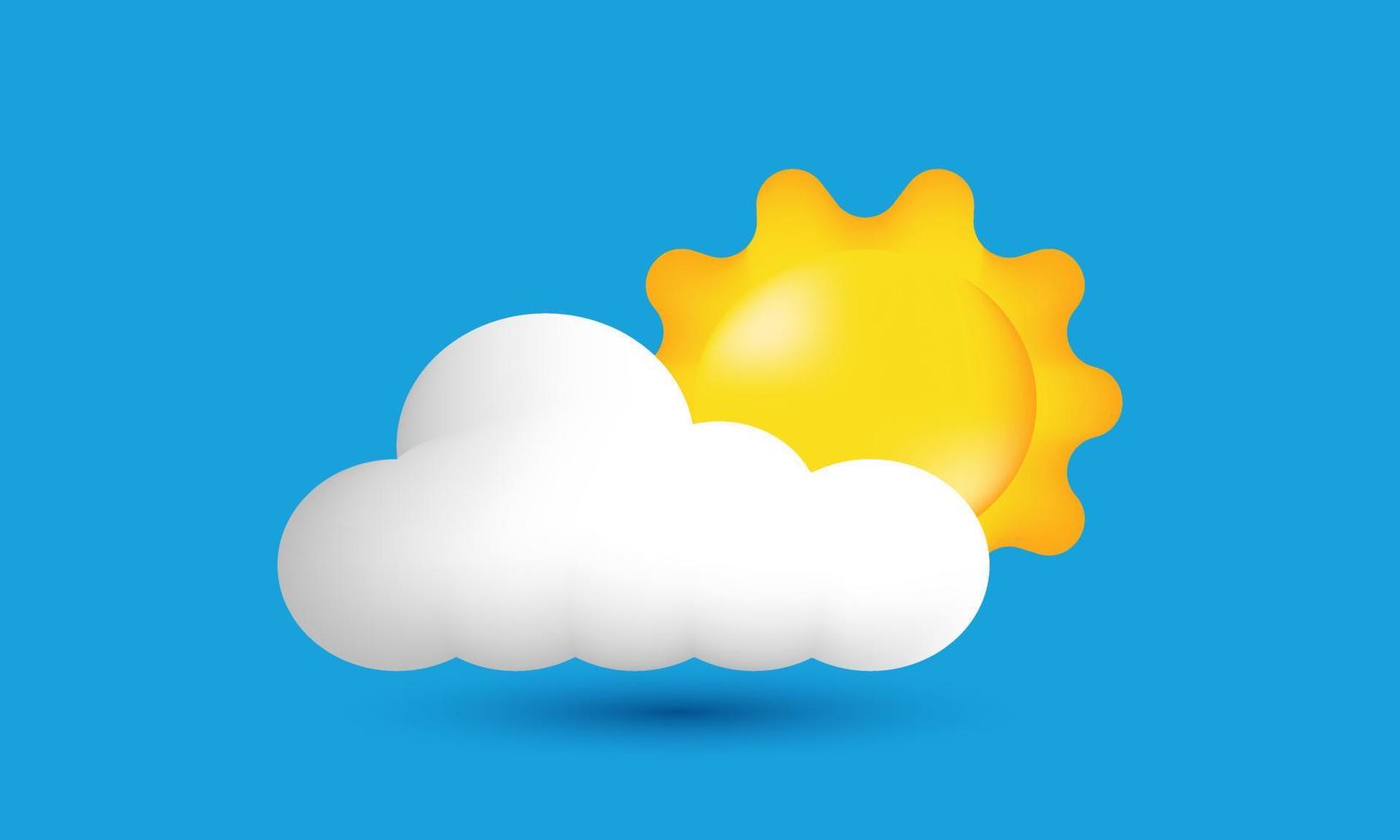illustration 3d väder prognos tecken meteorologiska Sol moln isolerat på bakgrund vektor