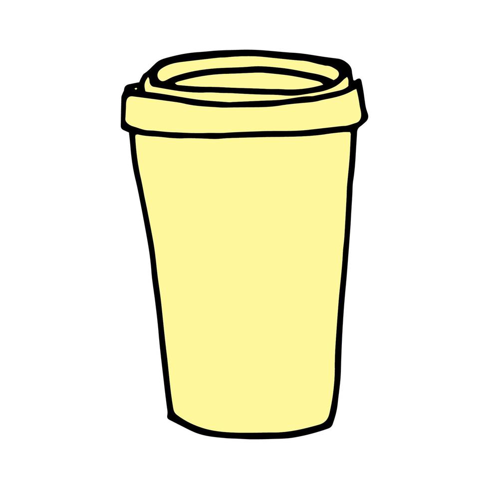 handgezeichnete Kaffeetasse im Doodle-Stil - Vektorskizzenillustration. Kaffee zum Mitnehmen Konzept, Getränk zum Mitnehmen vektor