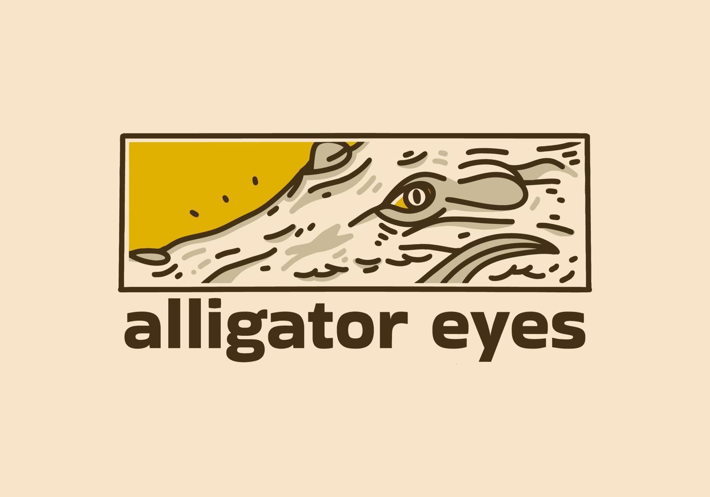 årgång konst illustration av de alligator ansikte vektor