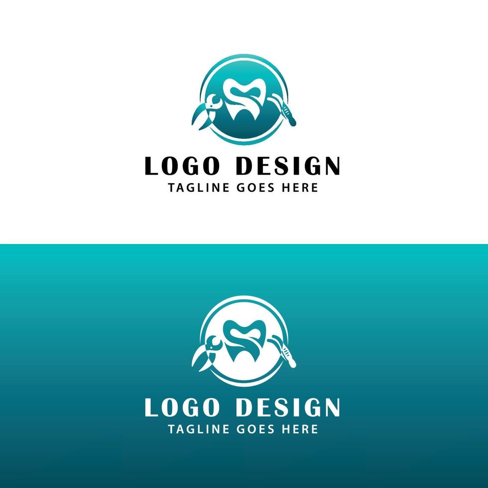 dental verktyg logotyp design - tänder logotyp design vektor