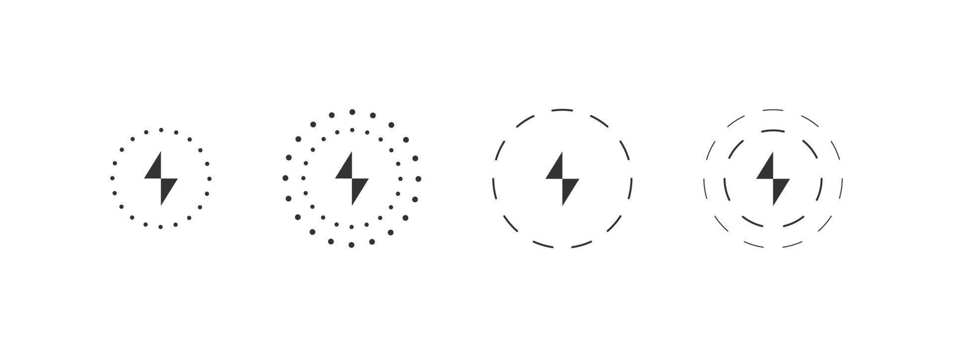 Ladegerät-Symbole. Symbole für kabellose Ladegeräte. Blitz, der einfache Symbole auflädt. Vektor-Illustration vektor